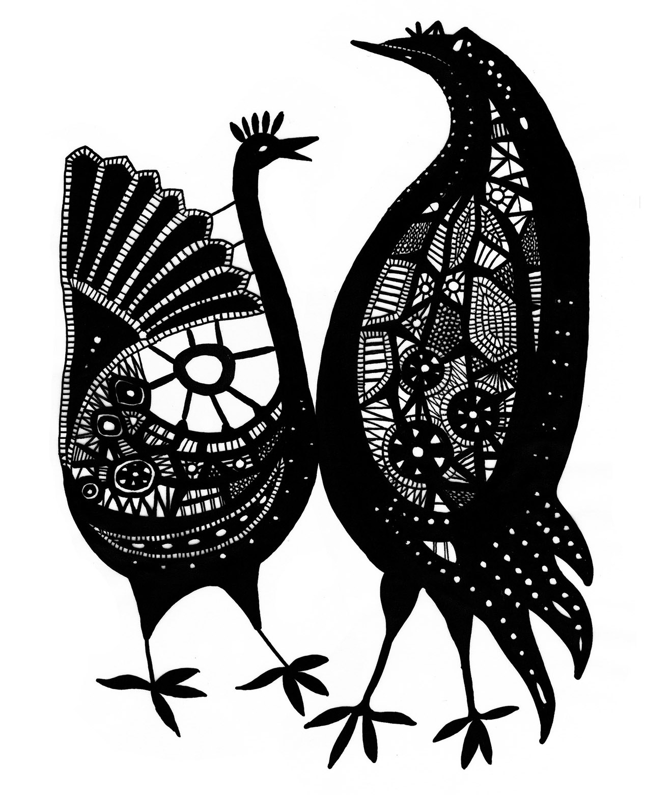 Folk sun and birds embroidery designs for Celine, by Em Prov