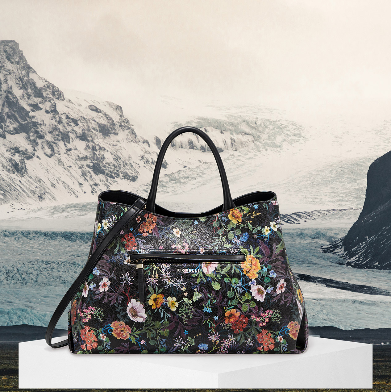 Dark winter botanical floral print by Em Prov, featured on Fiorelli handbag