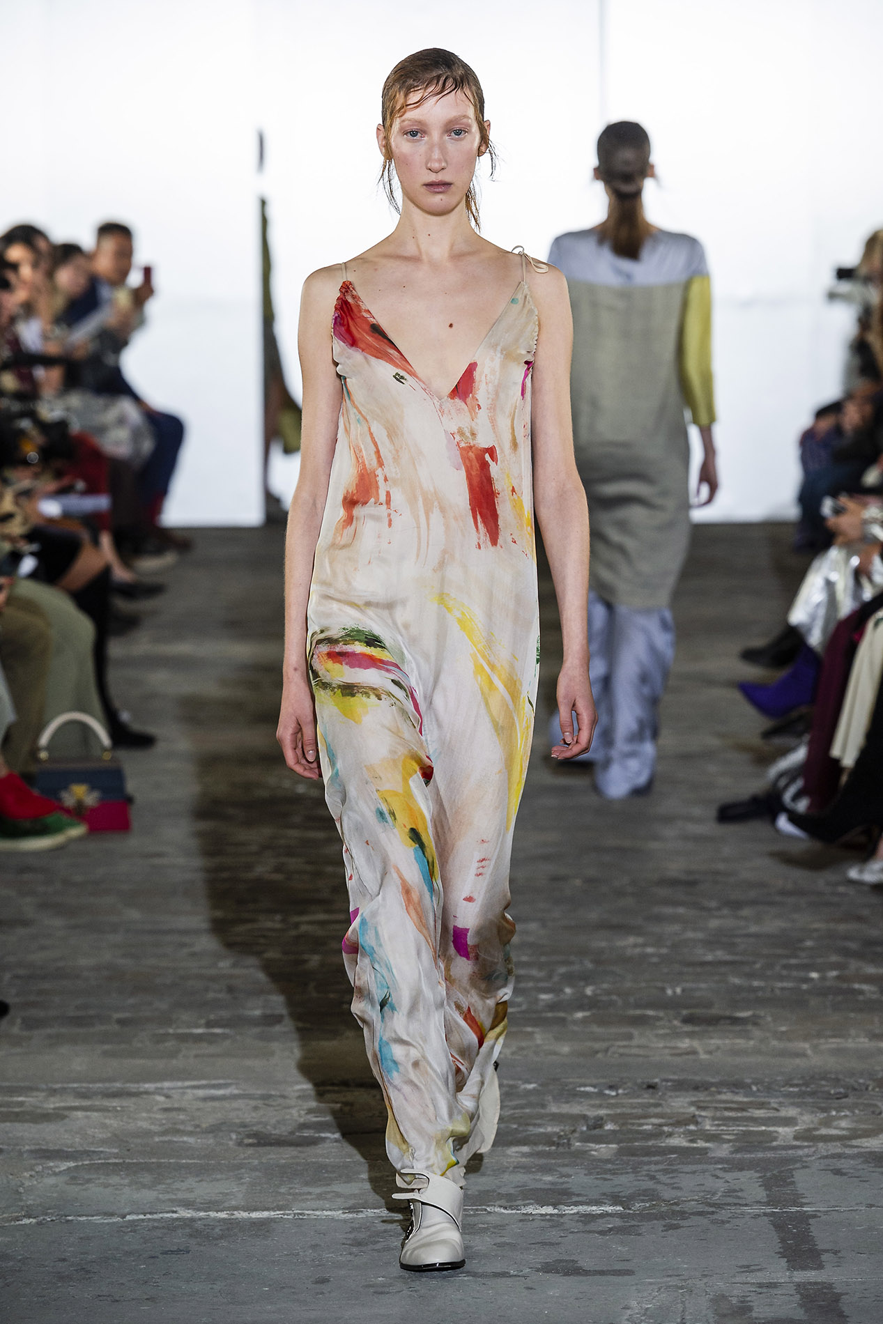 Abstract painting by Em Prov, printed on silk for Kristina Fidelskaya, Paris Fashion Week